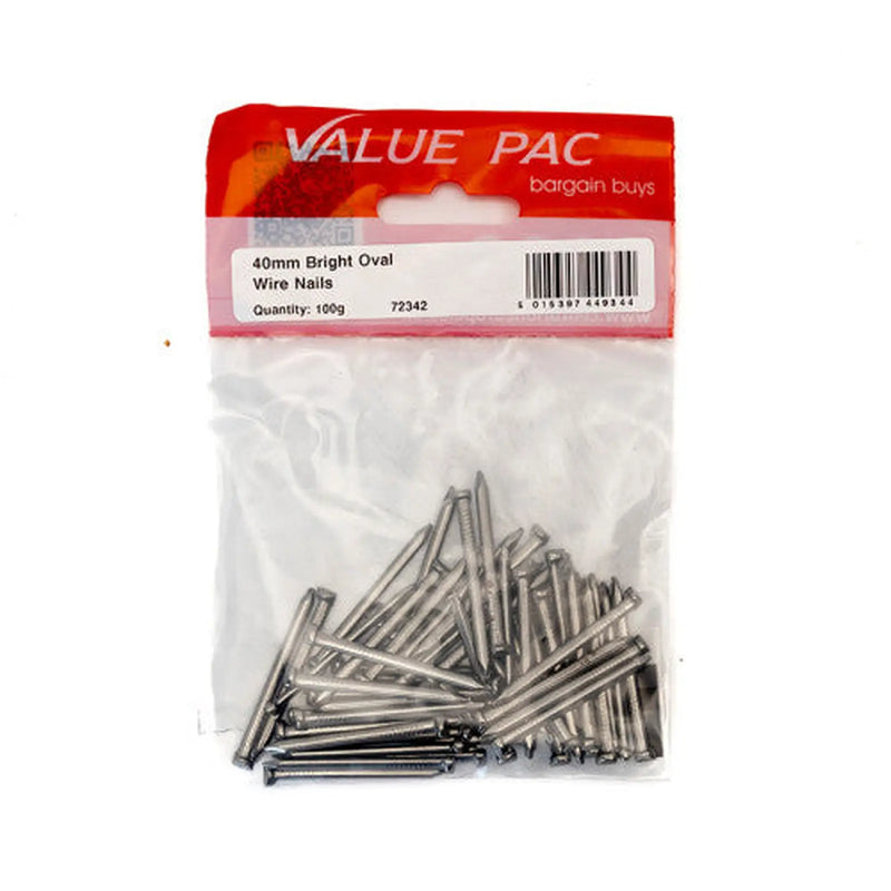 Centurion 40mm Oval Wire Nails - (100g Pack) - Pack of 10