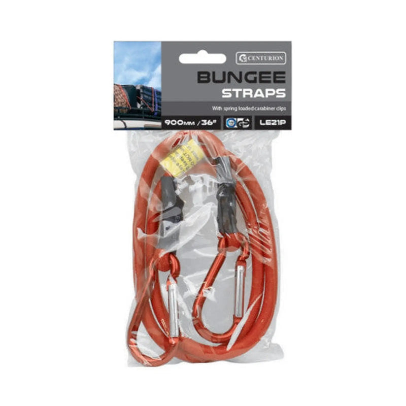 Centurion Bungee Strap With Carabiner Clips, 36" - Pack of 5