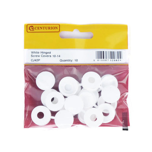 Centurion White Hinged Screw Cover Caps 10-14 Screw 10pk - Min Order 6