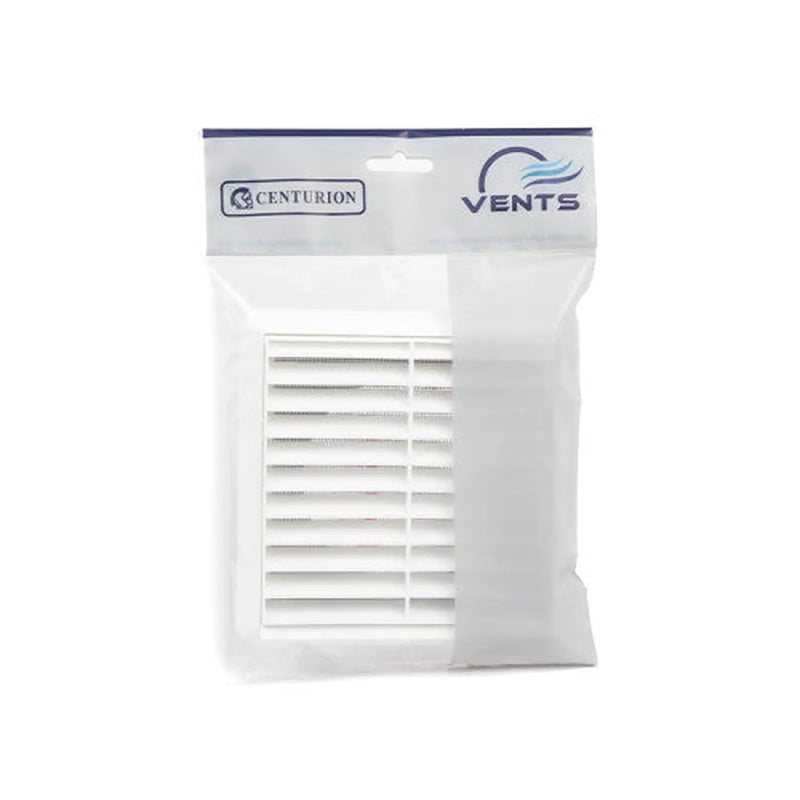 Centurion Louvred Grille with Flyscreen - White - 100mm - Pack of 5