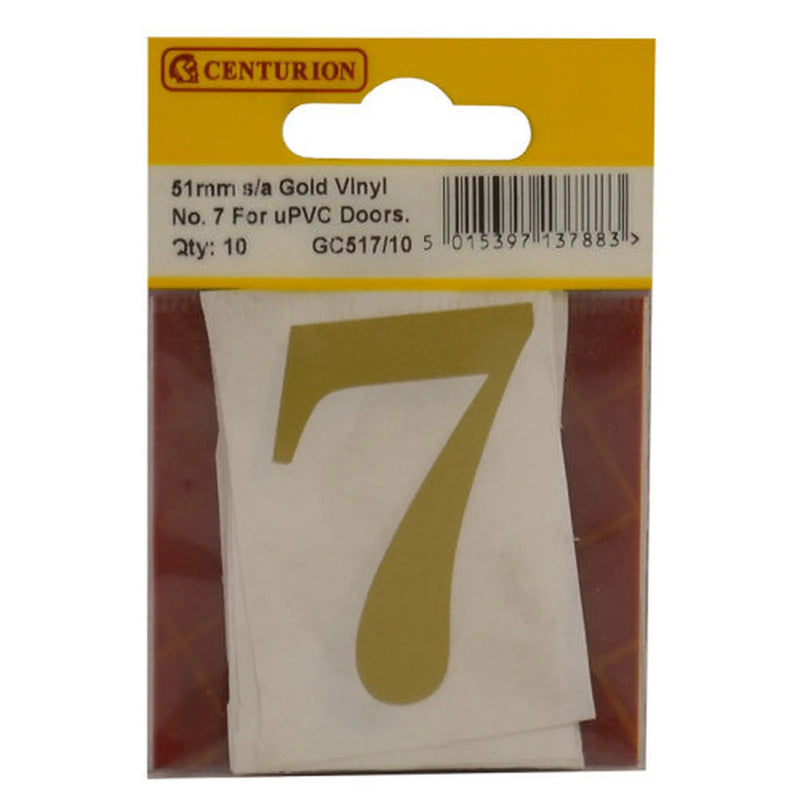 Centurion 51mm Gold Traditional Oldstyle Font Vinyl Number 7 (Pack of 10) - Min Order 2