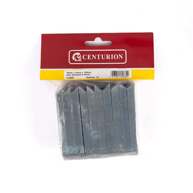 Centurion 10mm x 43mm x 100mm Grey Standard 'U' Shim x 10 - Pack of 5