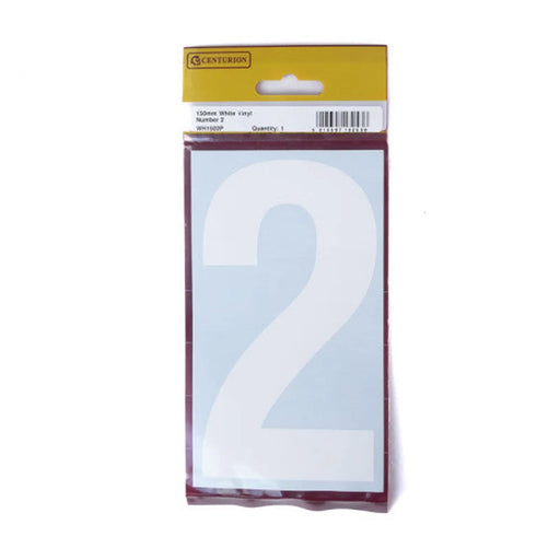 Centurion 150mm White Self Adhesive Vinyl Number 2 - Pack of 5