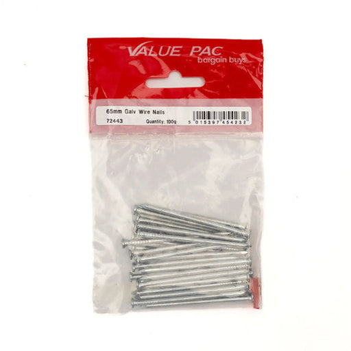 Centurion 65mm Galv Wire Nails 100g - Pack of 10