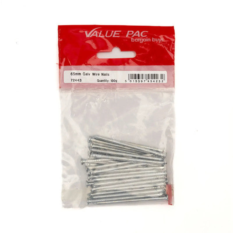 Centurion 65mm Galv Wire Nails 100g - Pack of 10