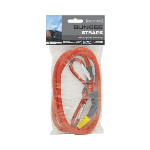 Centurion Bungee Strap With Carabiner Clips, 48" - Pack of 5