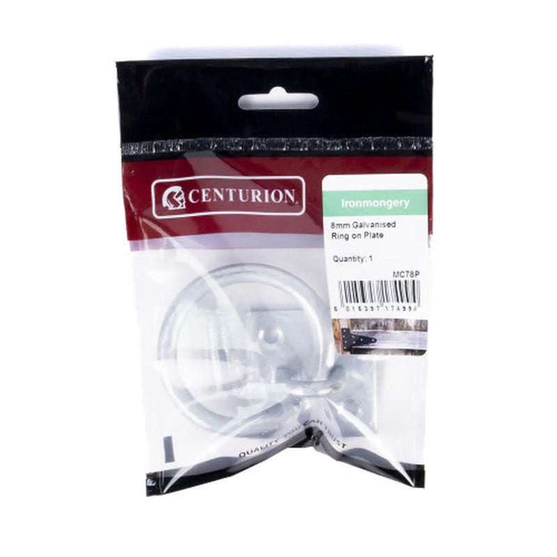 Centurion Steel Ring On Plate, Galvanised, 8mm x 50mm - Pack of 5