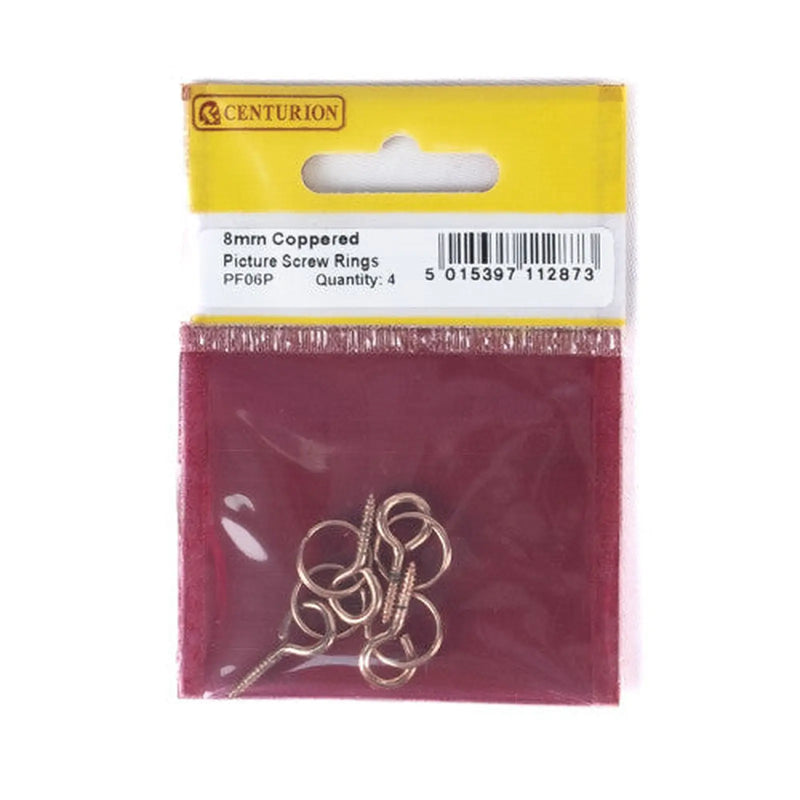 Centurion 8mm Coppered Picture Screw Rings (Pack of 4) - Pack of 5