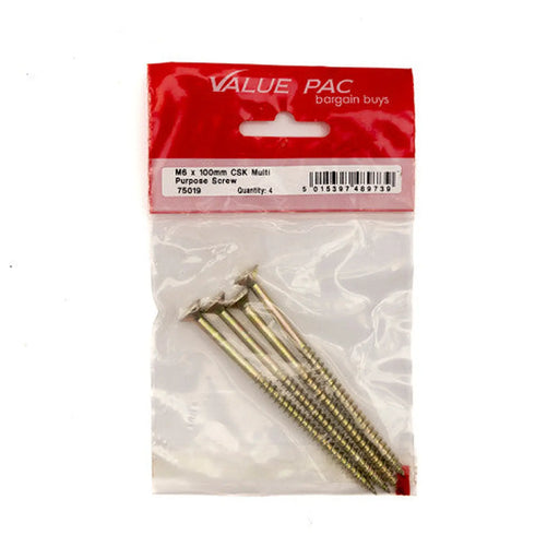 Centurion M6 x 100mm Pozi CSK Multi Purpose Screws (Pack of 4) - Pack of 10