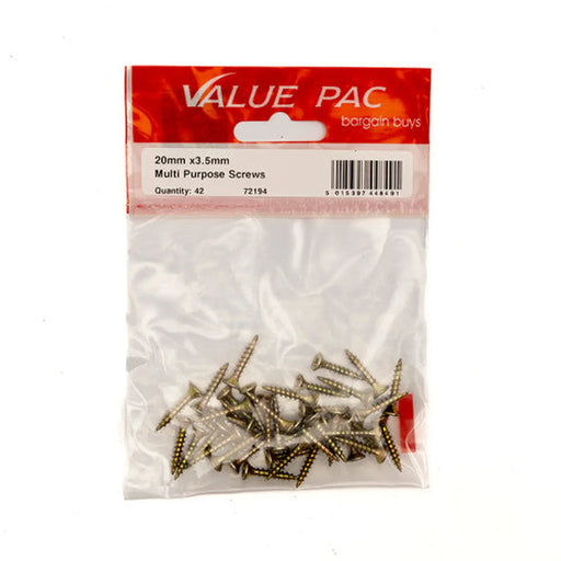 Centurion 3.5mm x 20mm ZYP Multi Purpose Single Thread Countersunk Pozi - Pack of 10