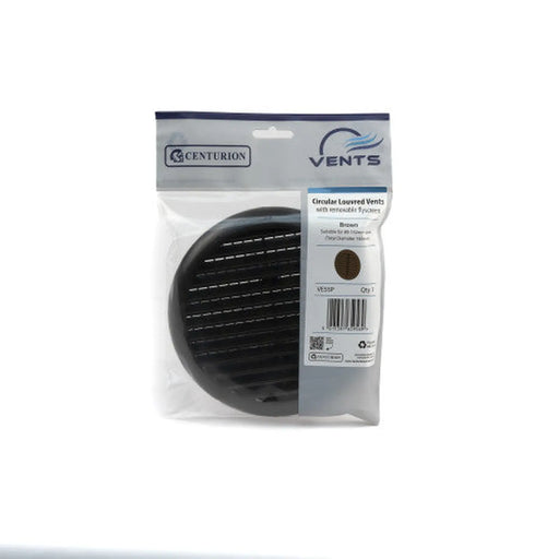 Centurion Circular Louvred Vent with Flyscreen - 80-152mm - Brown - Pack of 5