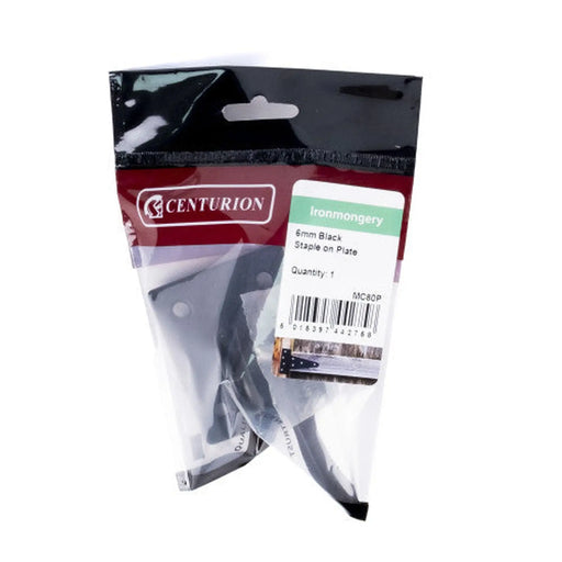 Centurion Steel Staple On Plate, Black, 6mm x 50mm - Pack of 5