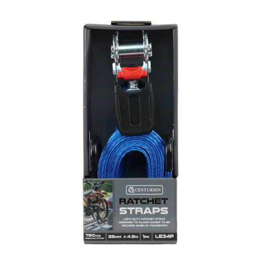 Centurion Ratchet Tie Down - 750kg Breaking Strength - 4.5m Length - 25mm - Pack of 8