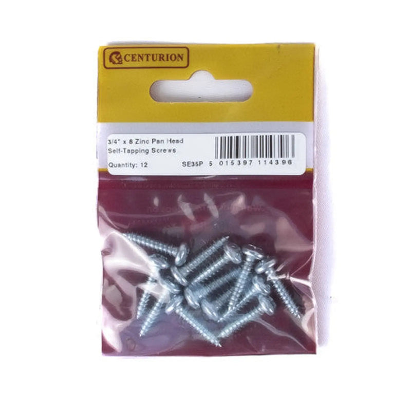 Centurion 3/4" x 8 ZP Pan Head Self Tapping Screws  (Pack of 12) - Pack of 5