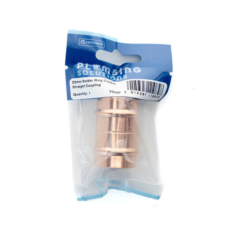 Centurion 22mm Solder Ring Copper Straight Coupling - Pack of 5