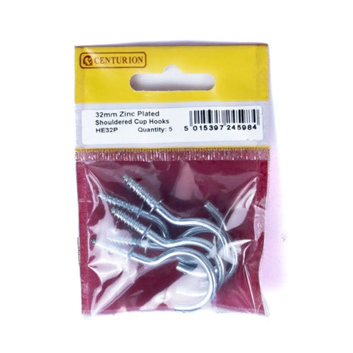 Centurion 32mm ZP Shouldered Cup Hooks (Pack of 5)