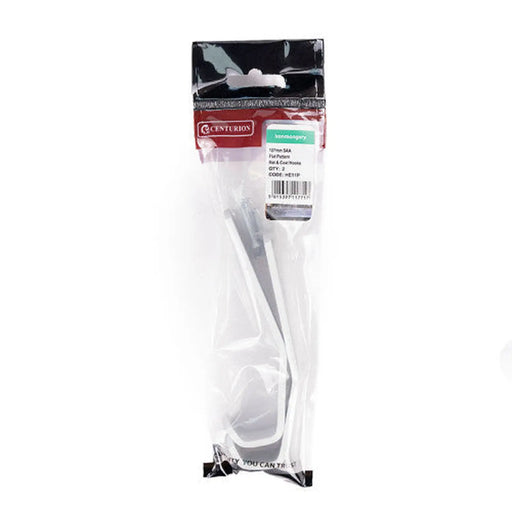 Centurion 125mm Flat Pattern Hat & Coat Hook - Silver Anodised Aluminium - Pack of 2
