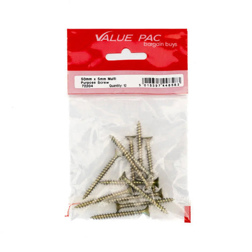 Centurion 5mm x 50mm ZYP Multi Purpose Single Thread Countersunk Pozi Screws - Pack of 10