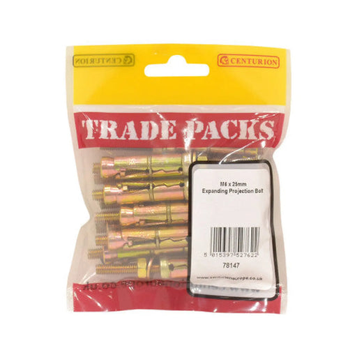 Centurion Expanding Projection Bolt - Zinc Plated - M6 x 25mm - (8 PK) - Pack of 5
