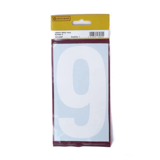 Centurion 150mm White Self Adhesive Vinyl Number 9 - Pack of 5