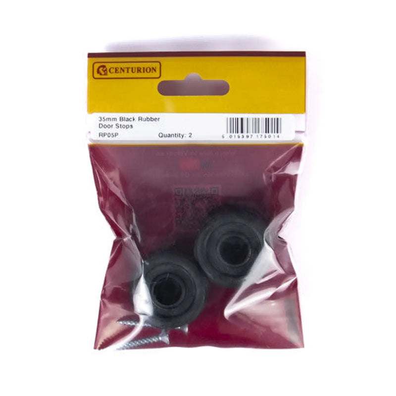 Centurion 35mm Black Rubber Door Stops (Pack of 2) - Pack of 5