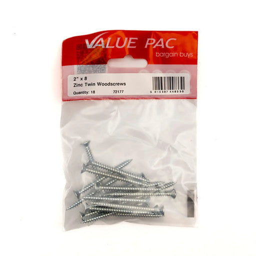 Centurion 2" x 8 ZP Cross Recessed Hardened Twin Thread Woodscrews with - Pack of 10