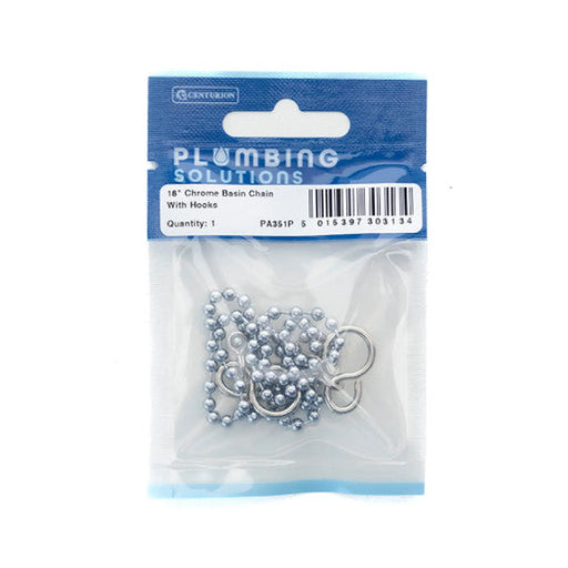 Centurion 18" Basin Chain With Hooks - Chrome - Pack of 5