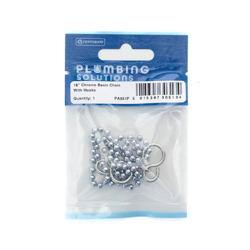 Centurion 18" Basin Chain With Hooks - Chrome - Pack of 5