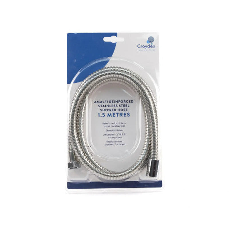 Centurion 1.5m Flexible Shower Hose - 1/2" BSP - Chrome Plated - Pack of 3