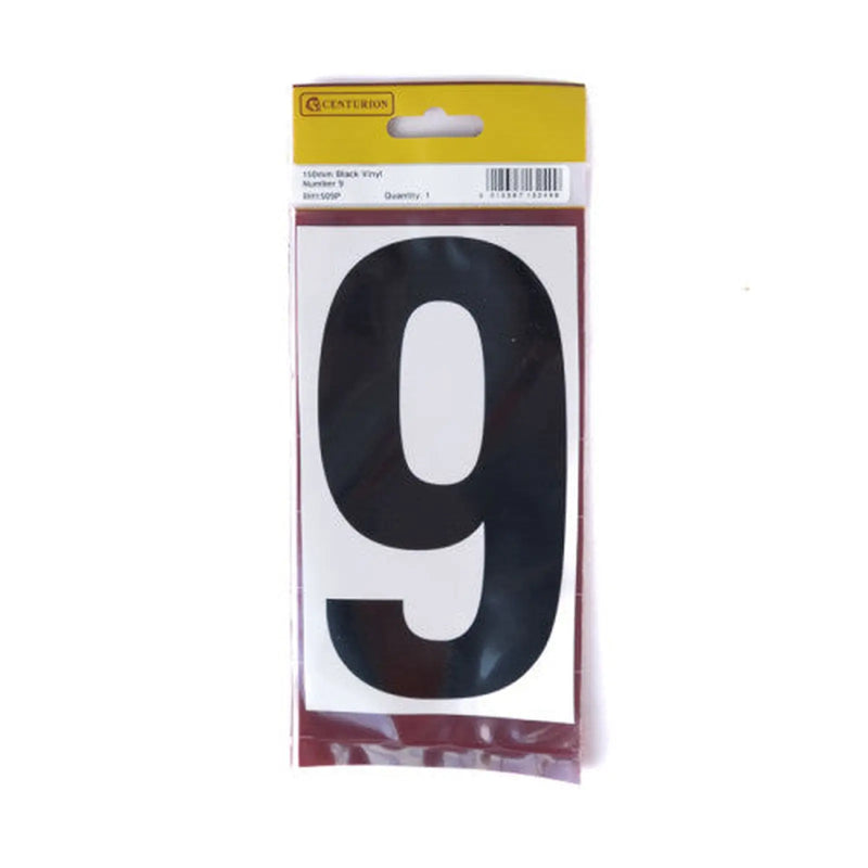 Centurion 150mm Black Self Adhesive Vinyl Number 9 - Pack of 5