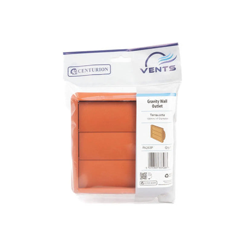 Centurion Gravity Flap Wall Outlet - Terracotta - 100mm - Pack of 5