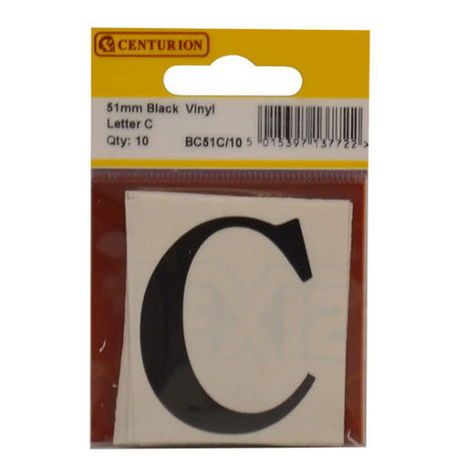 Centurion 51mm Black Traditional Oldstyle Font Vinyl Letter C (Pack of 10) - Min Order 2