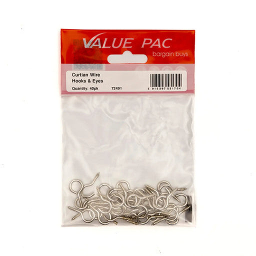 Centurion Curtain Wire Hooks & Eyes (Pack of 40) - Pack of 10