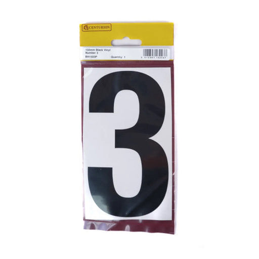 Centurion 150mm Black Self Adhesive Vinyl Number 3 - Pack of 5