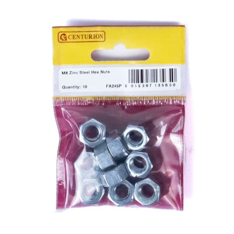 Centurion M8 ZP Steel Hex Nuts  (Pack of 10) - Pack of 5