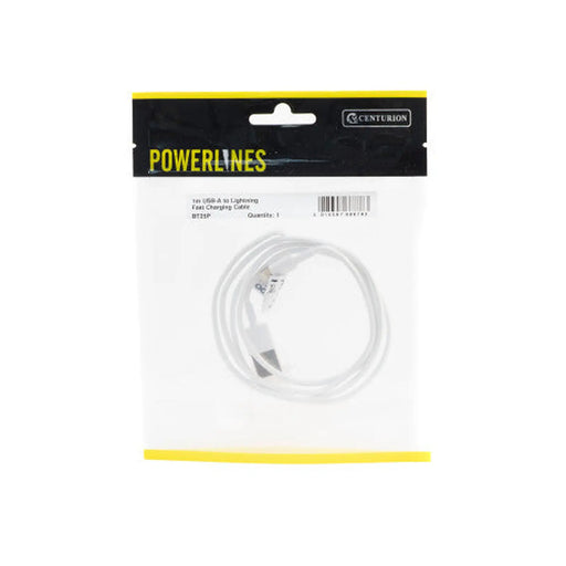 Centurion USB-A to Lightning Fast Charge Cable – 1m - Min Order 4