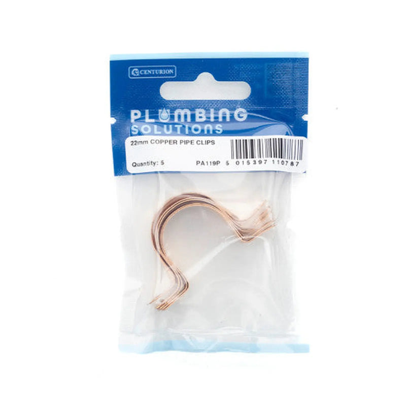 Centurion 22mm Copper Pipe Clips (Pack of 5)