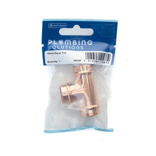 Centurion 15mm Solder Ring Copper Equal Tee - Pack of 5