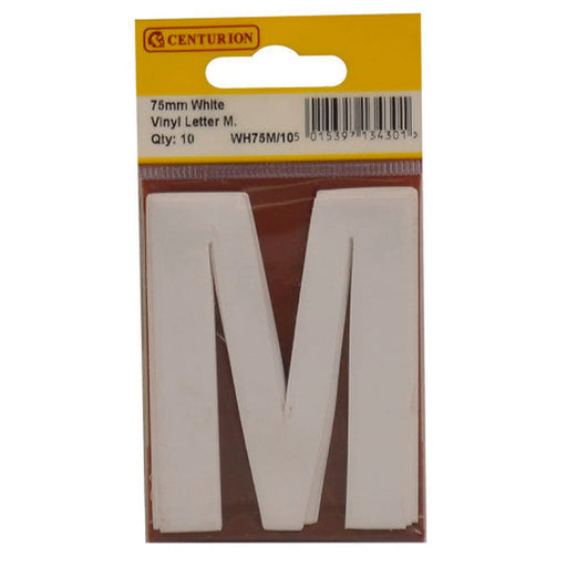 Centurion 75mm White Helvetica Bold Condensed Style Vinyl Letter M (Pack of 10) - Min Order 2