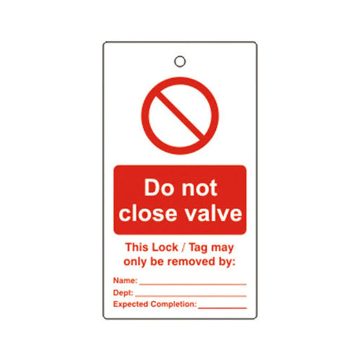 Centurion 'Do Not Close Valve' Lockout Tag (Single Sided, 10 Pack)