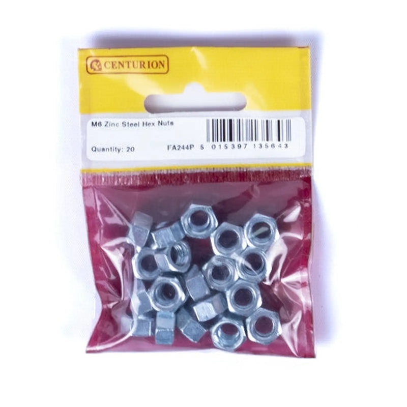 Centurion M6 ZP Steel Hex Nuts  (Pack of 20) - Pack of 5