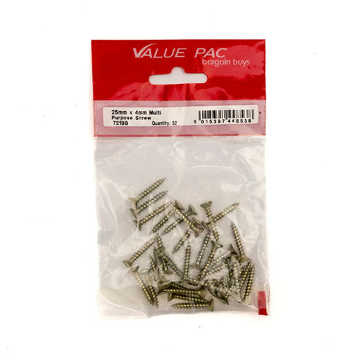 Centurion 4mm x 25mm ZYP Multi Purpose Single Thread Countersunk Pozi Screws - Pack of 10