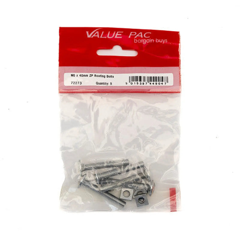 Centurion M6 x 40mm ZP Roofing Bolts (Pack of 5) - Pack of 10