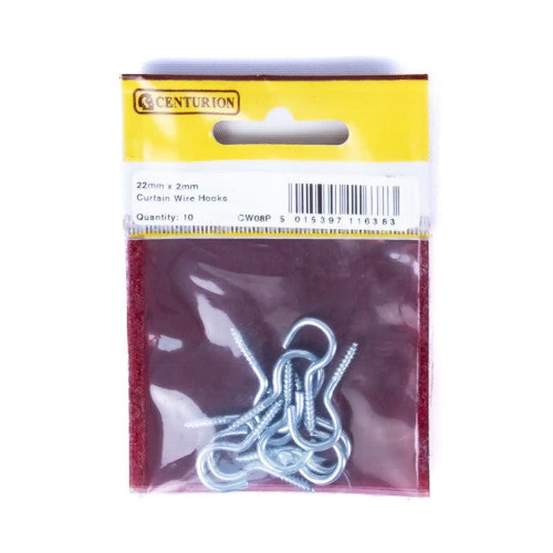 Centurion 22mm x 2mm Curtain Wire Hooks (Pack of 10) - Pack of 5