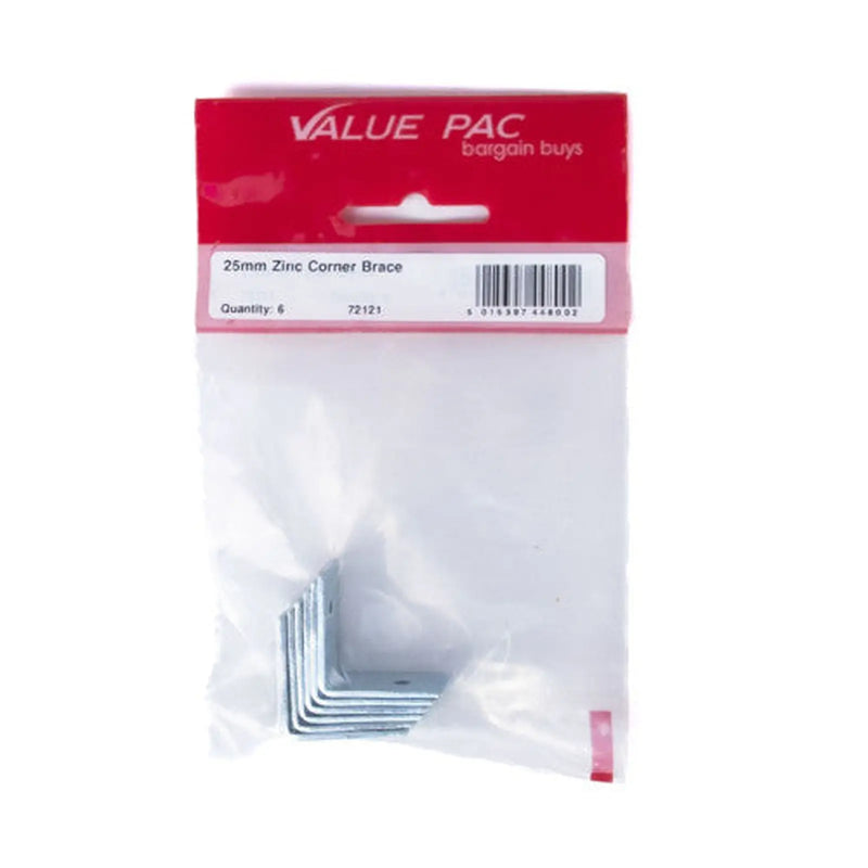 Centurion 25mm ZP Corner Brace (Pack of 6) - Pack of 10