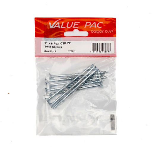 Centurion 3" x 8 Pozi CSK ZP Twin Screws (Pack of 8) - Pack of 10