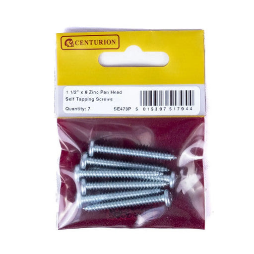 Centurion 1 1/2" x 8 Pozi Pan Head ZP Self Tapping Screws (pack of 7) - Pack of 5