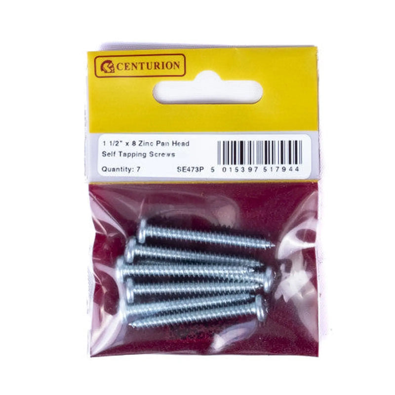 Centurion 1 1/2" x 8 Pozi Pan Head ZP Self Tapping Screws (pack of 7) - Pack of 5