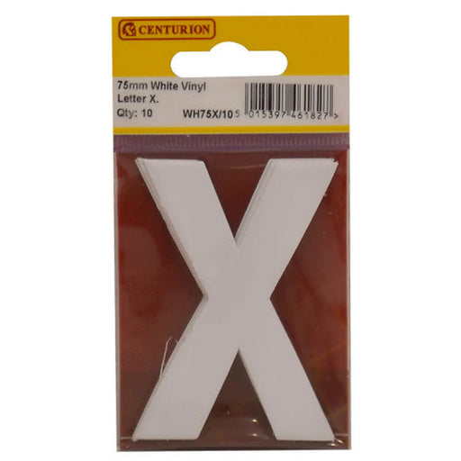 Centurion 75mm White Helvetica Bold Condensed Style Vinyl Letter X (Pack of 10) - Min Order 2