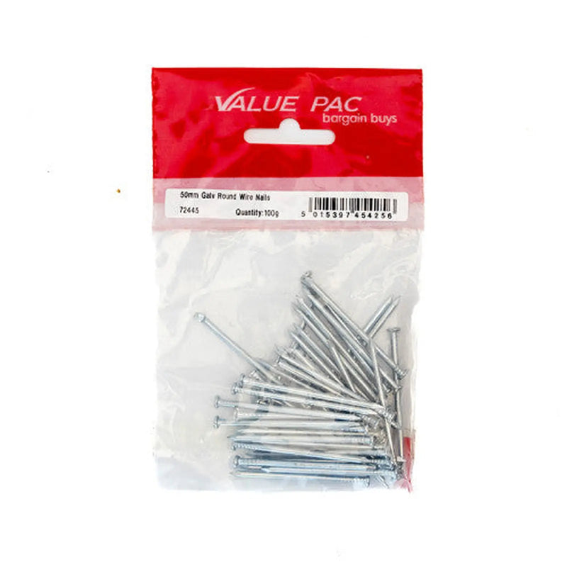 Centurion 50mm Galv.Round Wire Nails 100g - Pack of 10